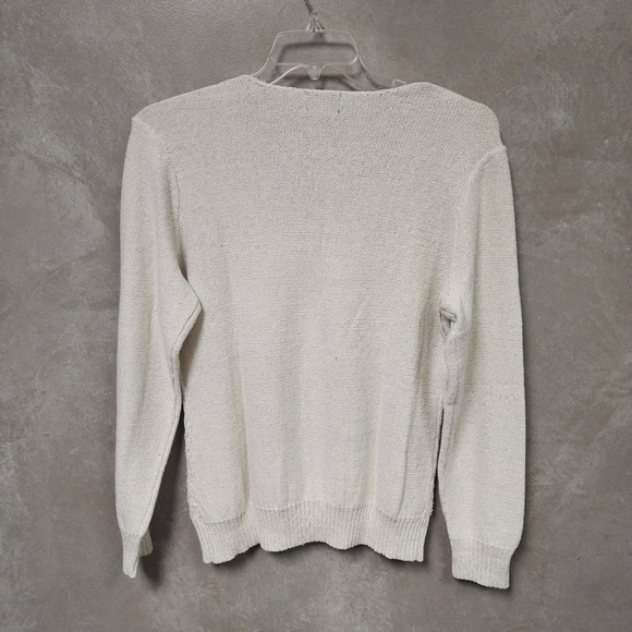 Chaps Beige Cable Knit Sweater with Glitter Size XL - Picture 4 of 9